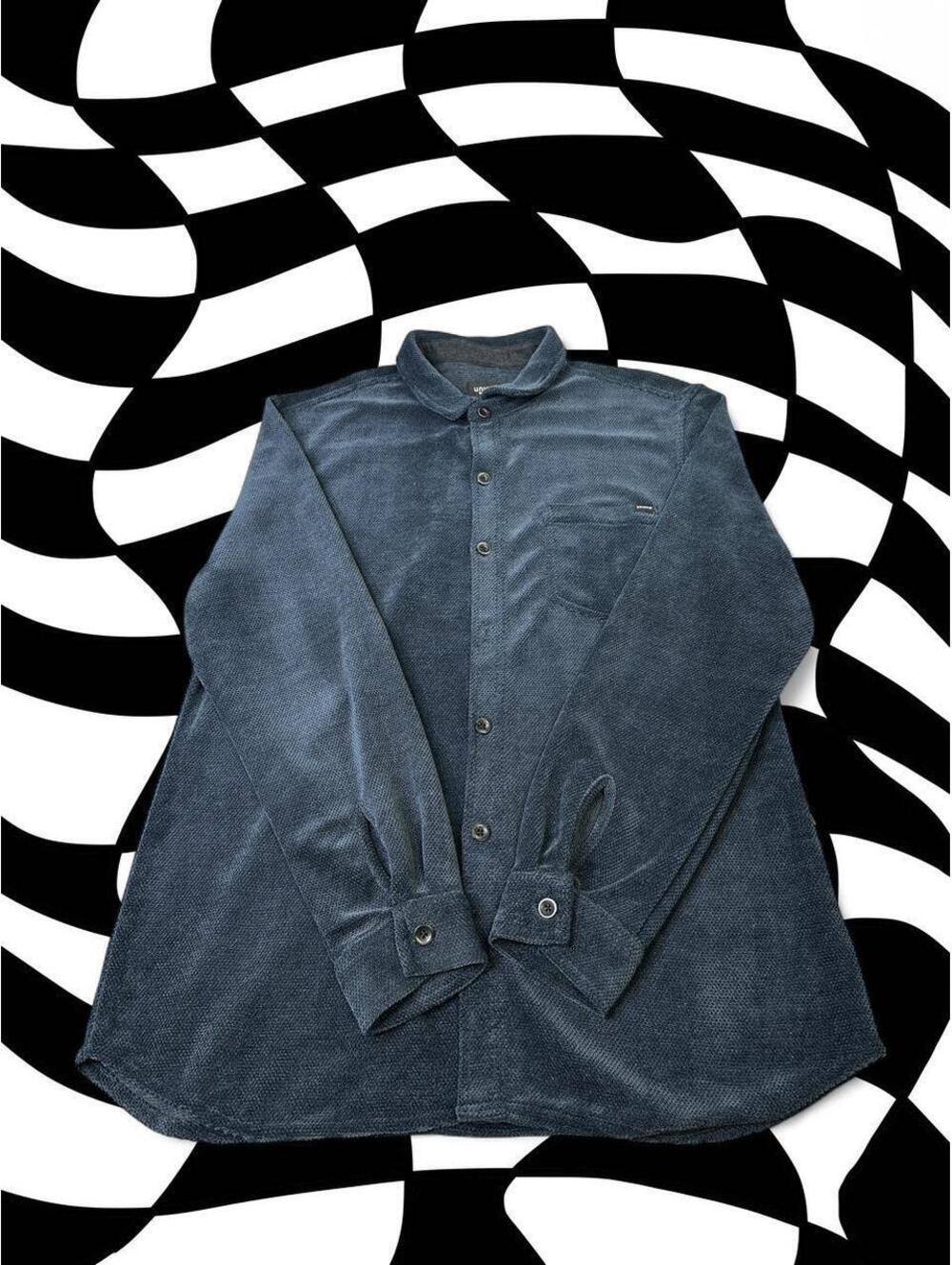 Union Jeans Mens Dark Gray Corduroy Button Up Shirt